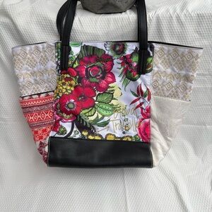 Desigual Set of Two Spring Summer Vibrant Floral Travel Purse Bags